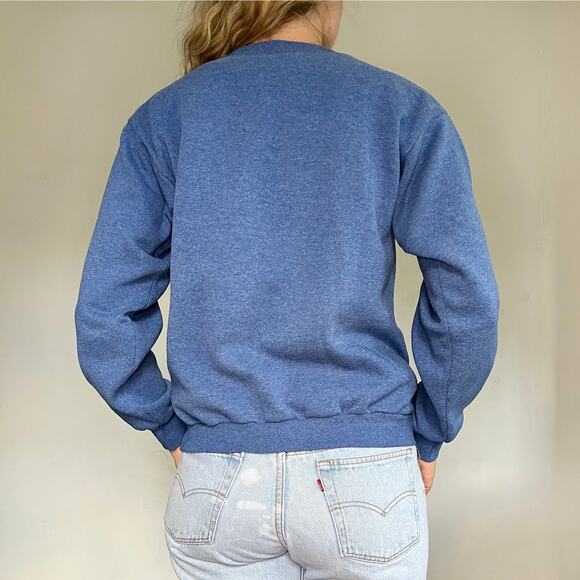 Vintage 90s Poconos Fall Tour Leaf Peeper Heather Blue Crewneck Sweatshirt - Picture 8 of 8